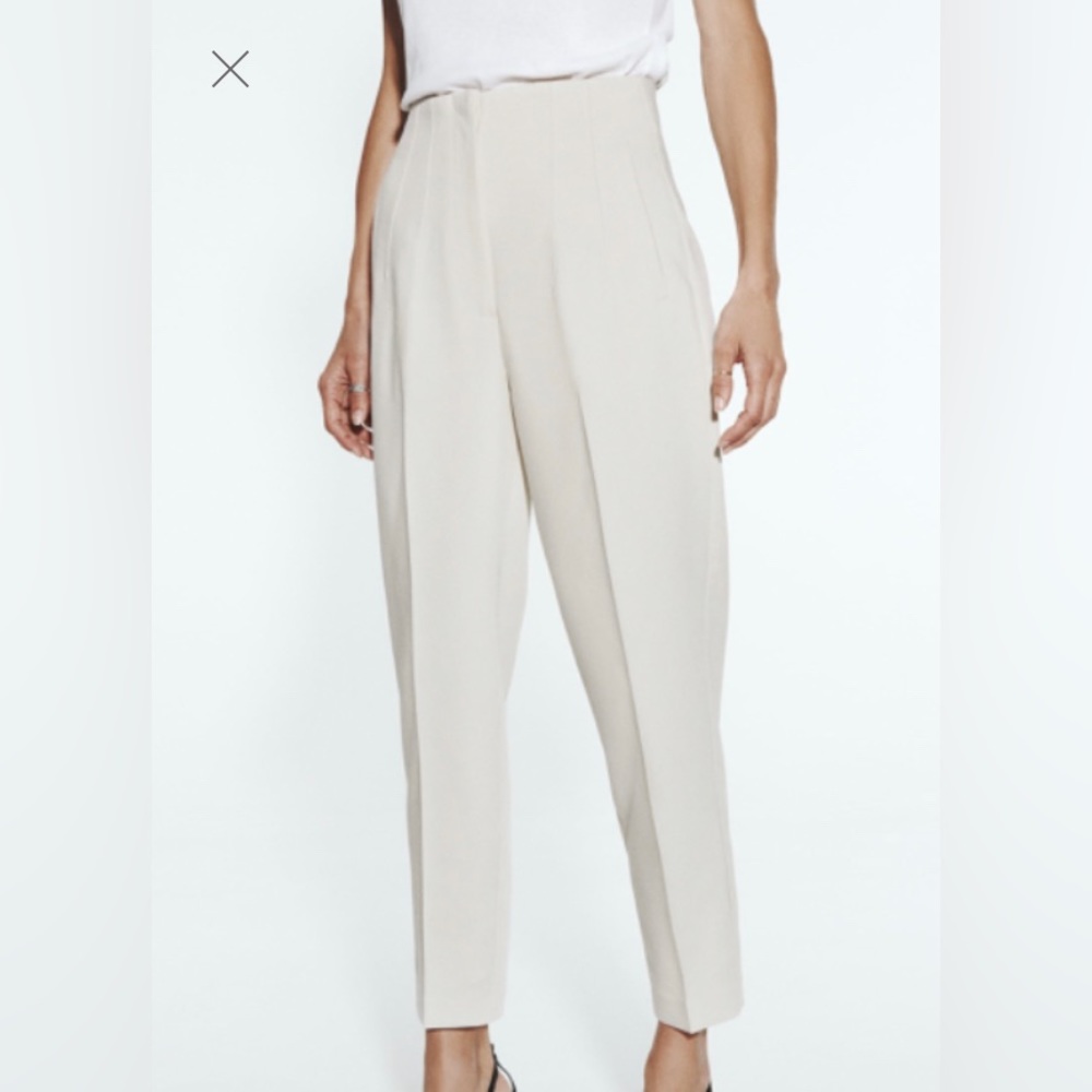 Zara Off White High Waisted Dress Pants, Size XS